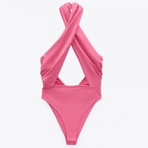 Zara pink bodysuit size small new with tag